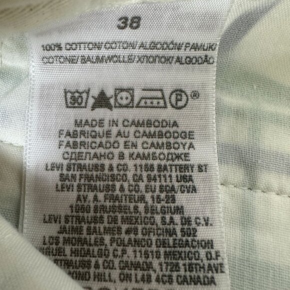 Docker Khaki Short Flat Front Straight Fit Mens Plaid 38" Waist Green & Blue - Picture 6 of 7